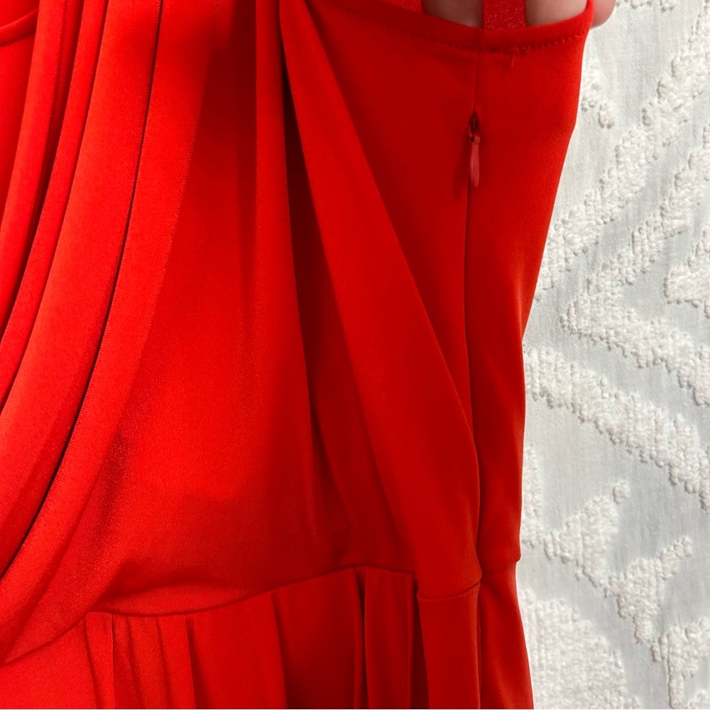 Calvin Klein Red Faux Wrap Surplice Sleeveless Dress - Picture 5 of 10